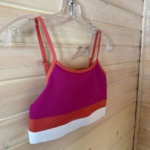 WILO Melbourne Colorblock Ribbed Sports Bra Pink Coral White Size S